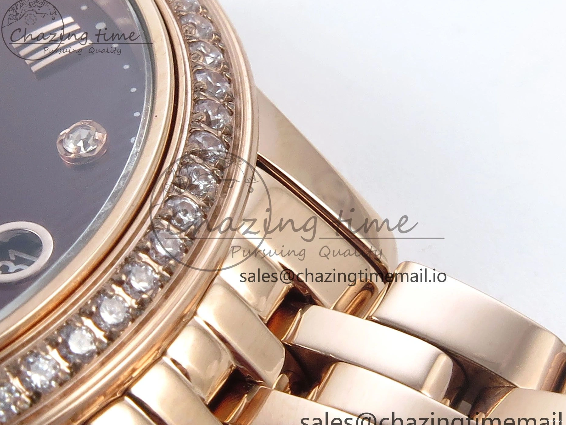 0205 De Ville Prestige Ladies RG VSF 1:1 Best Edition Brown Diamonds Dial on RG Bracelet A Sophisticated 7681
